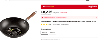 Sartén Wok Piedra Black antiadherente Kadal 24 cm por 18,21€