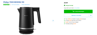 PHILIPS HD9396/90 Waterkoker Zwart voor €29,99 bij Coolblue