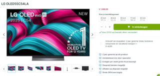 LG OLED55C54LA.AEU (2025) voor €1.598 bij Plasmavisie