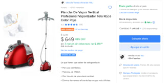 Plancha De Vapor Vertical Profesional por $649 en Mercado Libre