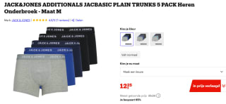 Jack & Jones Basic Plain Trunks Boxershorts Heren (5-pack) voor €12,25 bij Bol