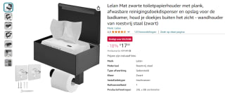 Lelan zwarte toiletpapierhouder voor €17,89 bij Amazon
