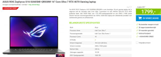 ASUS ROG Zephyrus G16 GU605MI-QR038W 16" laptop voor €1799 bij Megekko