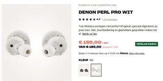 Denon PerL Pro Earbuds - Draadloze oordopjes voor €159 bij Hifi Klubben