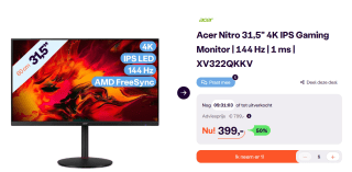 Acer Nitro 4K Ultra HD 144Hz IPS Gaming monitor voor €399 bij Ibood