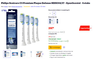 4 Philips Sonicare C3 Premium Plaque Defense HX9044/17 opzetborstels voor €29,99 bij Bol