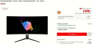 MSI MAG342CQPV - 34 inch - ultrawide-gaming monitor voor €279 bij de mediamarkt