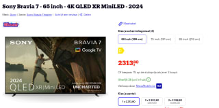 Sony Bravia 7 - 65 inch - 4K QLED XR MiniLED - 2024 voor €2.313,80 bij Bol.com