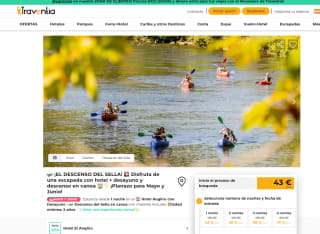 DESCENSO DEL SELLA Noche hotel + desayuno + canoa y material + traslado desde 43€ Persona