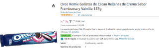 10 Paquetes de Galletas de cacao rellenas de crema sabor vainilla y frambuesa Remix Oreo 157 g. por 10.2€