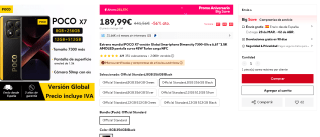 POCO X7 Versión Global NFC ,8GB+256GB por 189,99€