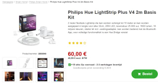 Philips Hue Lightstrip Plus White and Color 2m Basisset voor €60 bij Proshop