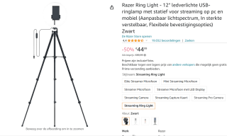 Razer Ring Light verlichting voor €44 bij Amazon