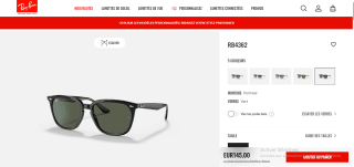 Lunettes Ray-Ban RB4362 à 145€