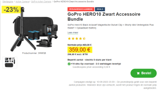 GoPro HERO 10 Black - Bundle Pack voor €359 bij Proshop