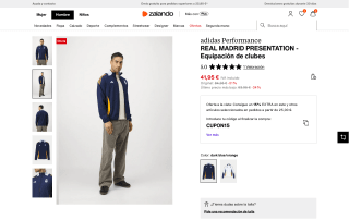 Chaqueta adidas Real Madrid Presentation para hombre azul marino por 35,56€