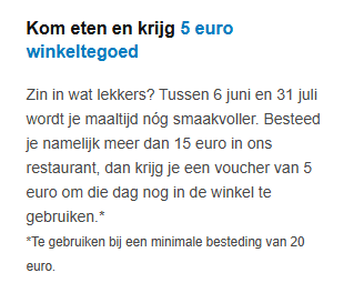 Voucher van €5 bij besteding vanaf €15 in een IKEA restaurant