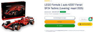 LEGO Formule 1 auto 42207 Ferrari SF24 Technic F1 voor €194,99
