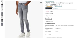 JACK & JONES slim heren jeansbroek voor €19,99 bij Amazon