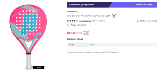Pala de Pádel Prince Princess V2 Ultra Light por 24,95€