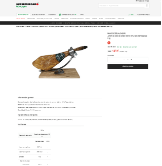 Jamón PAGO DE BELALCAZAR de cebo de campo ibérico 50% raza ibérica pieza 8 kg por 129€