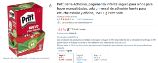 15 pegamentos Pritt Barra Adhesiva por 8,17€
