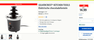 Silvercrest elektrische chocoladefontein ca. 300 ml voor €14,99 in de Lidl webshop