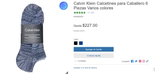 Pack 6 Calcetines Calvin Klein por $227 en Costco