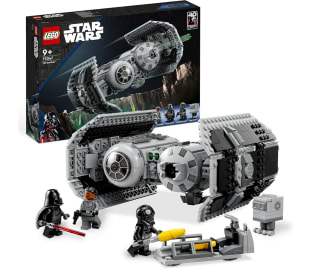 LEGO Star Wars Bombardero Tie Maqueta de Caza Estelar para Construir, Droide Gonk y Minifigura de Darth Vader con Espada Láser de Juguete por solo 43,33€