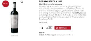 6 Botellas de Borsao Berola 2018 por 38€