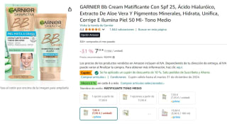Garnier Bb Cream Matificante Para Pieles Mixtas A Grasas, Con Spf 25, Ácido Hialuróico. Por 6,80€