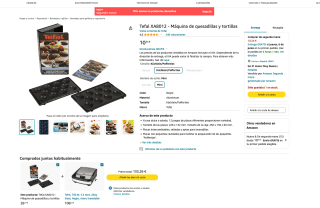 Máquina Tefal XA8012 de quesadillas y tortillas por 10,34€