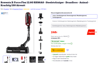 Rowenta X-Force Flex 12.60 RH98A8 stofzuiger voor €246 bij Bol