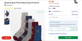 Stripe & Deer Print Ankle Socks 5 Pack (6-8.5 / 9-12) - £4.50