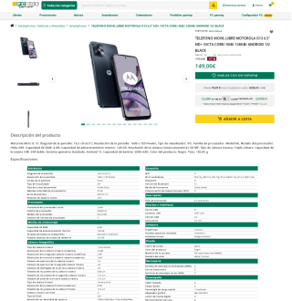 Motorola Moto G13 4GB 128GB 6,5" 400nits IPS 90Hz por solo 126,90€