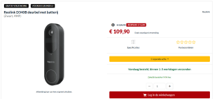 Reolink D340B WiFi deurbel Zwart voor €109,90 bij Alternate