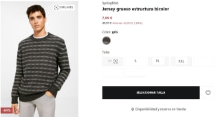 Jersey grueso estructura bicolor Springfield para Hombre por 7.99€