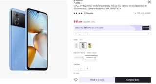 Movil POCO M4 5G 6GB+128GB por 134.89€