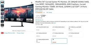 Minifire 1500R 34" Curved Monitor voor €239,99 bij Amazon