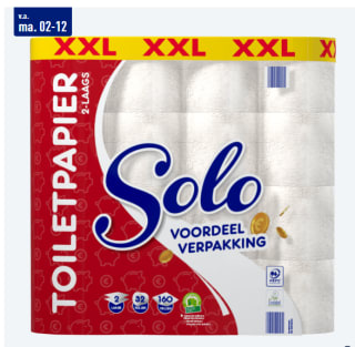 SOLO 2-laags toiletpapier 32 rollen voor €6,99 bij de Aldi