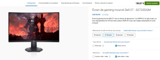Écran de gaming incurvé Dell 27 - S2722DGM à 189,97€