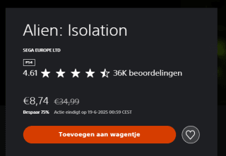 Alien: Isolation voor €8,74 in de Playstation Store