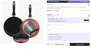 Juego de 3 sartenes de 16,20 y 24cm de aluminio prensado colección Paradise por 10.96€