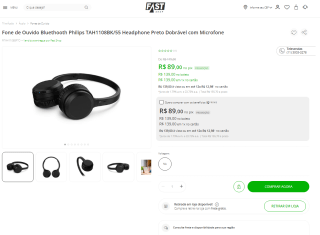 Fone de Ouvido da Philips, modelo Dobrável com Microfone - R$ 89