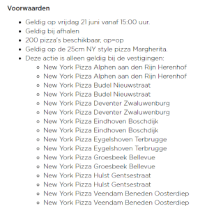 200 gratis margherita pizza's bij New York Pizza