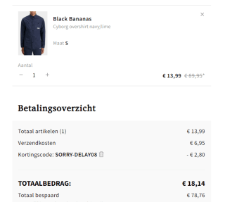 Black Bananas heren overhemd voor €11,19 dmv code bij Otrium