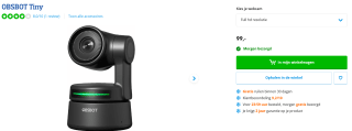 Obsbot Tiny webcam voor €99 bij Coolblue