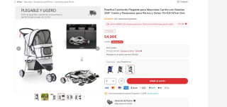 Carrito con Ruedas 360º Cesta y Posavasos para Perros y Gatos 75x45x97cm Gris marca Pawhut por 54,90€