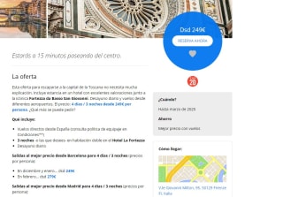 Escapada a Florencia de 4 días con vuelos y desayuno desde 249€