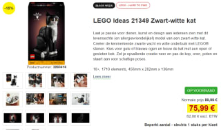LEGO Ideas 21349 Zwart-witte kat voor €75,99 bij ProShop